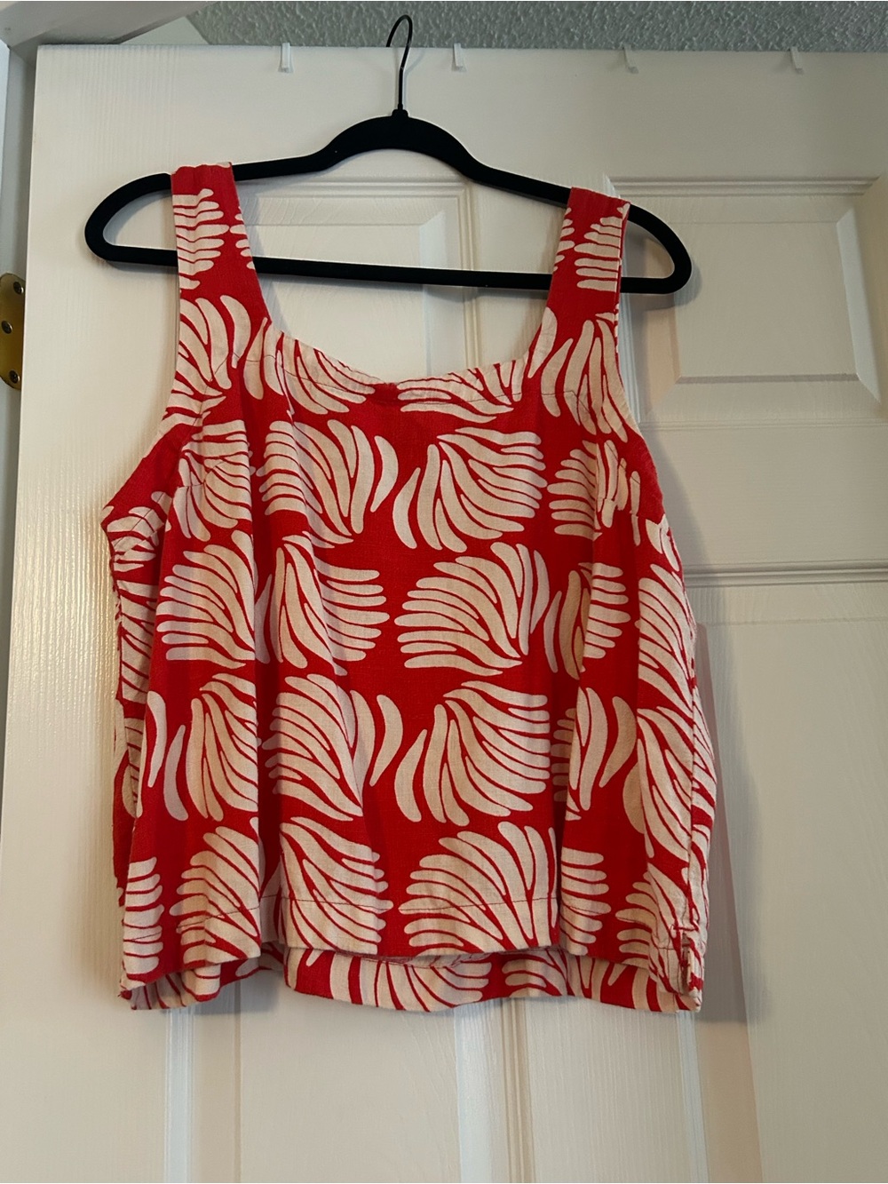 a new day Red Tank Top with White Swirl Print